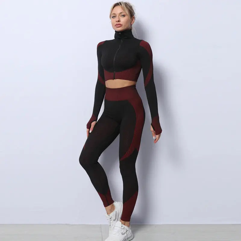 3PCS Yoga Set Seamless Sport Set Women Gym Clothing Leggings Women Crop Top Sports Bra Women Fitness Gym Set Womens Outfits Tracksuit M J Fitness