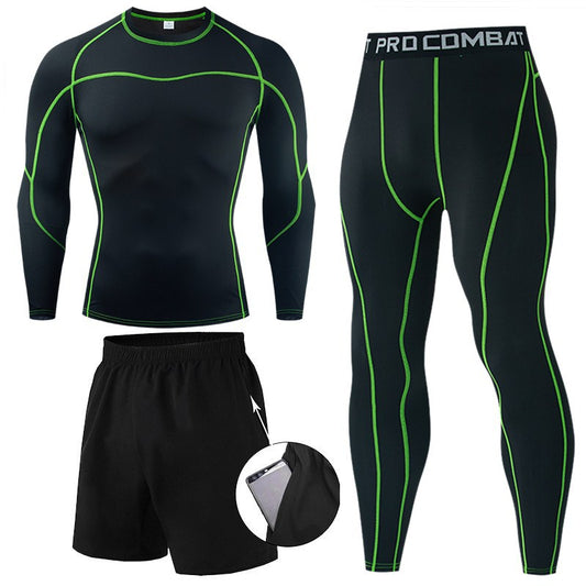 Men's Compression T-shirt Set Quick Drying Sports Tight M J Fitness