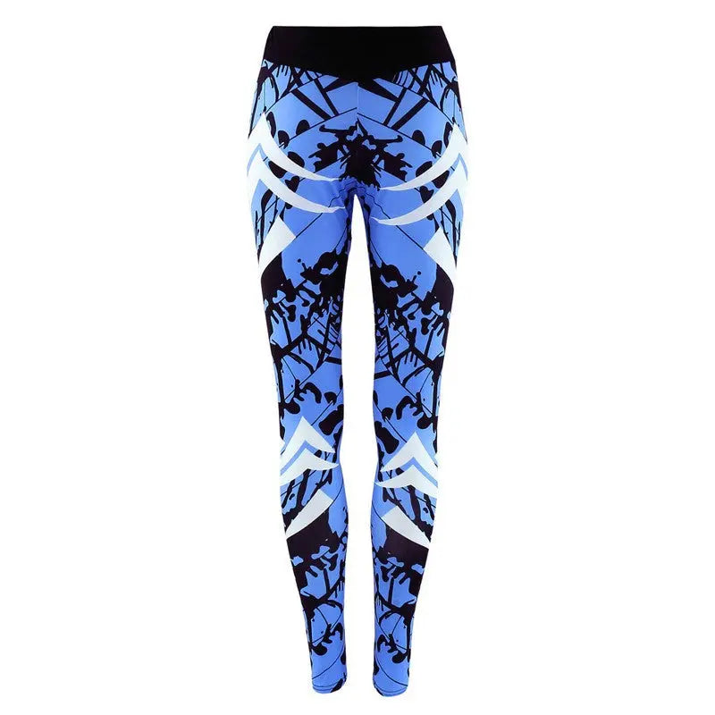 Dark Blue Printed Tight Gym Leggings M J Fitness
