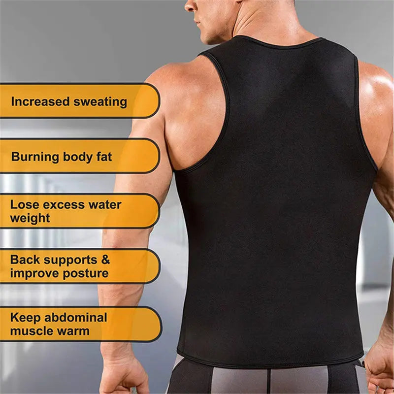 Fitness Corset Men's Shapewear Heat Trapping Shirt Sweat Body Shaper Vest Bodysuit M J Fitness