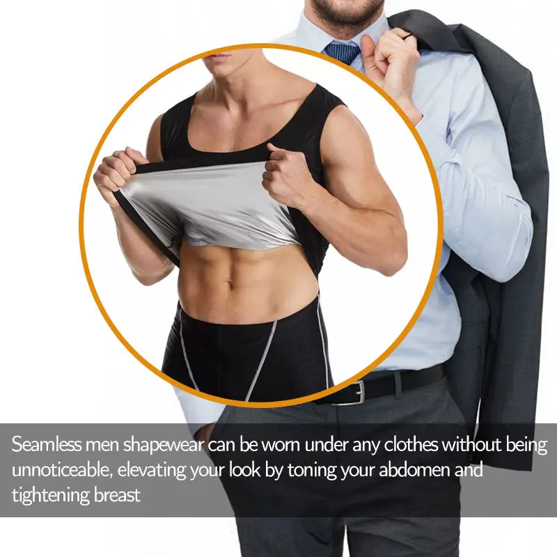 Fitness Corset Men's Shapewear Heat Trapping Shirt Sweat Body Shaper Vest Bodysuit M J Fitness