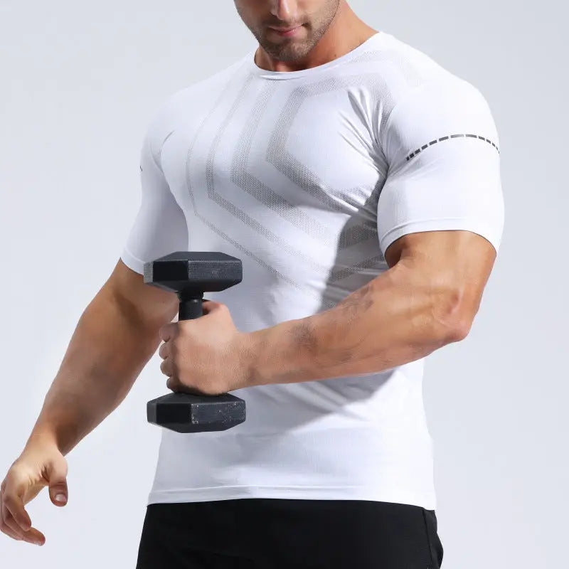 Quick-drying T-shirt Fitness Clothes Men's Summer Running Muscle Training Tops M J Fitness