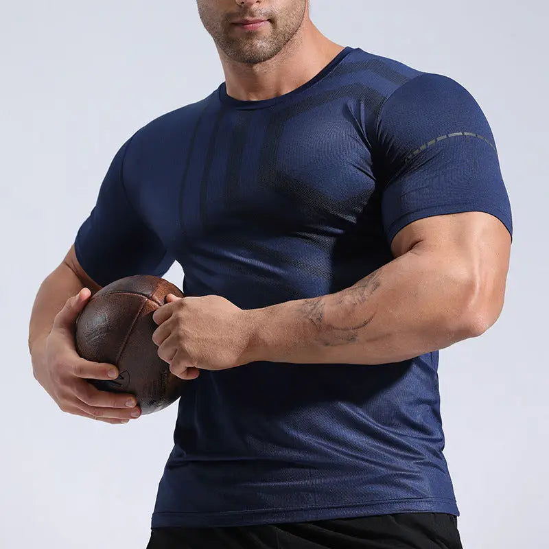 Quick-drying T-shirt Fitness Clothes Men's Summer Running Muscle Training Tops M J Fitness