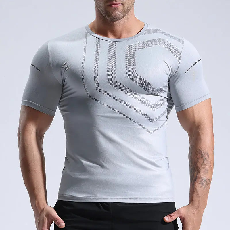 Quick-drying T-shirt Fitness Clothes Men's Summer Running Muscle Training Tops M J Fitness