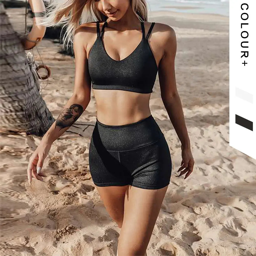 Seamless Sport Yoga Set Women Workout Bra Two Pieces Sets Fitness Gym Clothing M J Fitness
