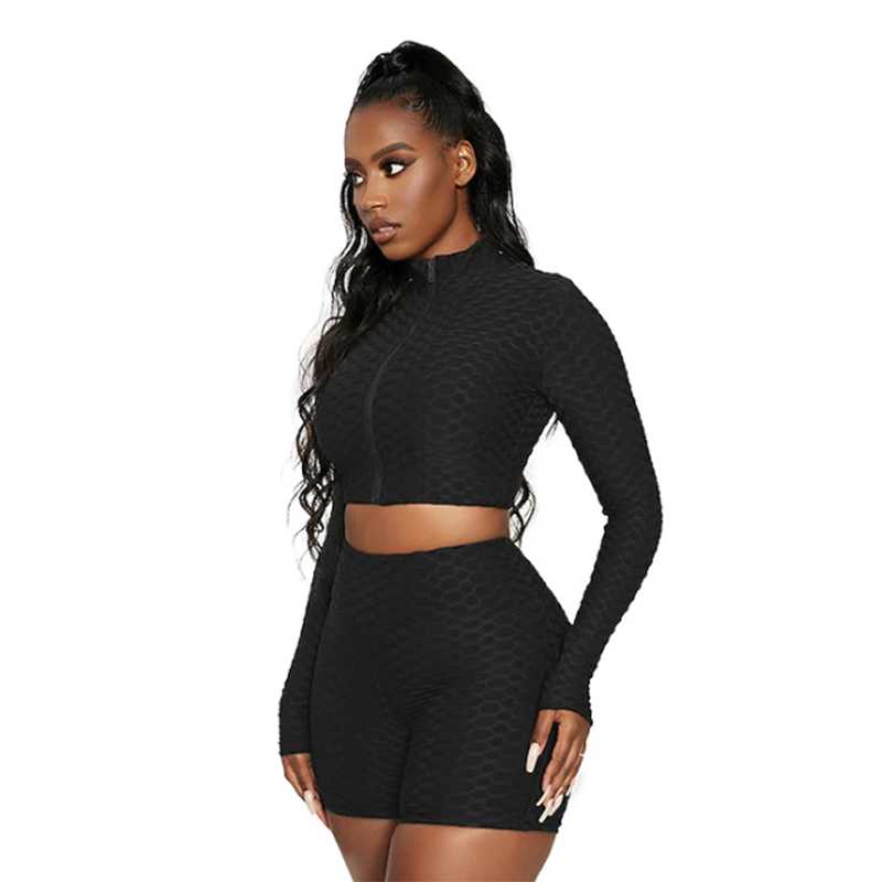 Women's Tracksuit Yoga Fitness Suit Activewear Set Tummy Control Butt Lift Long Sleeve Sport Clothing M J Fitness