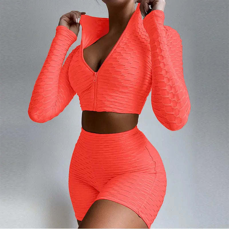 Women's Tracksuit Yoga Fitness Suit Activewear Set Tummy Control Butt Lift Long Sleeve Sport Clothing M J Fitness