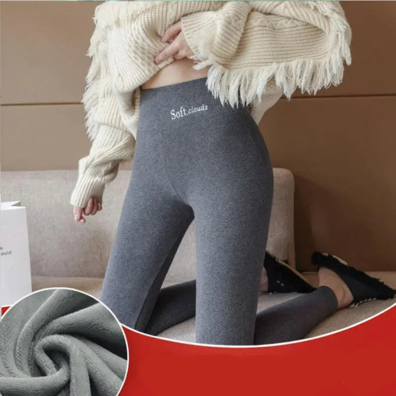 Women's High Waist Plus Velvet Thick Slim Slimming Leggings M J Fitness
