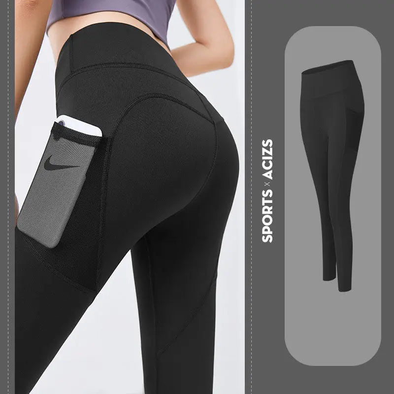 Yoga Pants Women With Pocket Leggings Sport Girl Gym Leggings Women Tummy Control Jogging Tights Female Fitness Pants M J Fitness