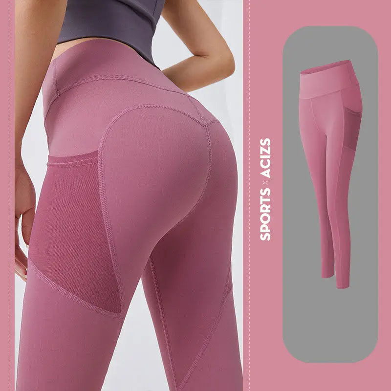 Yoga Pants Women With Pocket Leggings Sport Girl Gym Leggings Women Tummy Control Jogging Tights Female Fitness Pants M J Fitness