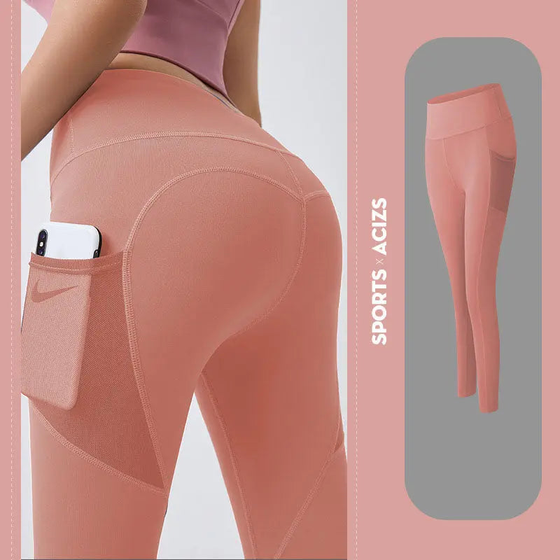 Yoga Pants Women With Pocket Leggings Sport Girl Gym Leggings Women Tummy Control Jogging Tights Female Fitness Pants M J Fitness