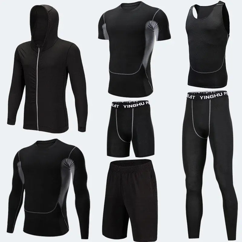 Running Workout Clothes Men 7pcs / sets Compression Running Basketball Games Jogging Tights set of underwear Gym Fitness sports sets M J Fitness