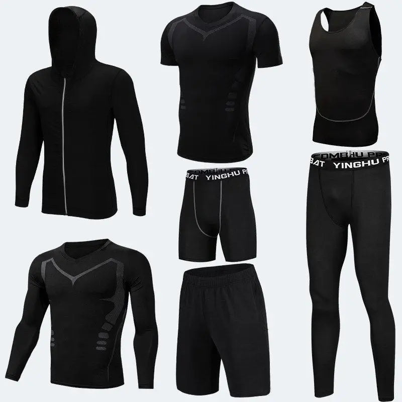 Running Workout Clothes Men 7pcs / sets Compression Running Basketball Games Jogging Tights set of underwear Gym Fitness sports sets M J Fitness