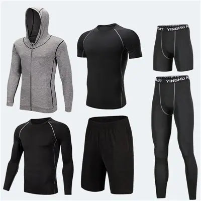 Running Workout Clothes Men 7pcs / sets Compression Running Basketball Games Jogging Tights set of underwear Gym Fitness sports sets M J Fitness