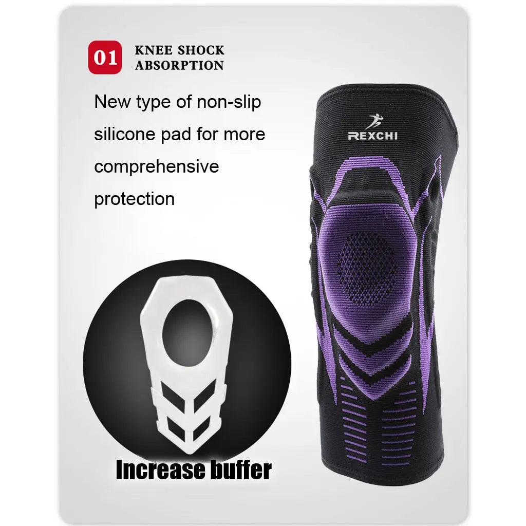 Basketball Knee Pads with Support Silicon Padded Elastic Non-slip Patella Brace Kneepad for Fitness Gear Protector Tennis M J Fitness