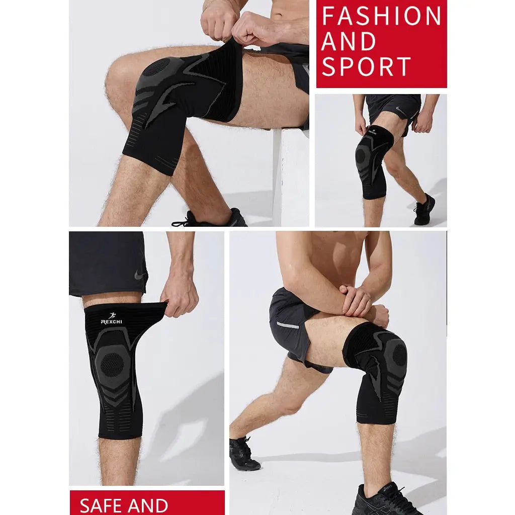 Basketball Knee Pads with Support Silicon Padded Elastic Non-slip Patella Brace Kneepad for Fitness Gear Protector Tennis M J Fitness