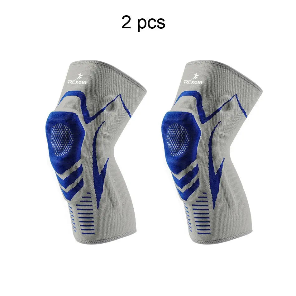 Basketball Knee Pads with Support Silicon Padded Elastic Non-slip Patella Brace Kneepad for Fitness Gear Protector Tennis M J Fitness