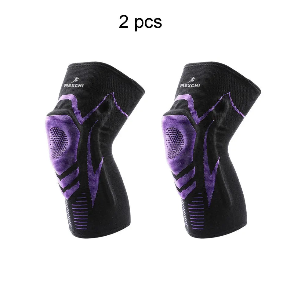 Basketball Knee Pads with Support Silicon Padded Elastic Non-slip Patella Brace Kneepad for Fitness Gear Protector Tennis M J Fitness