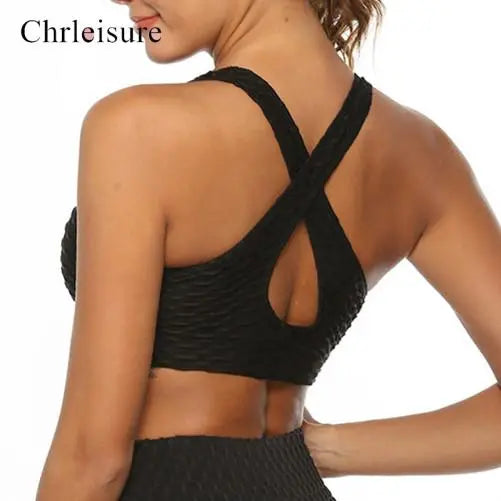 Bra Women Push Up Fitness Tank Tops Deep V-neck Backless Breathable Bra Workout Underwear Women M J Fitness