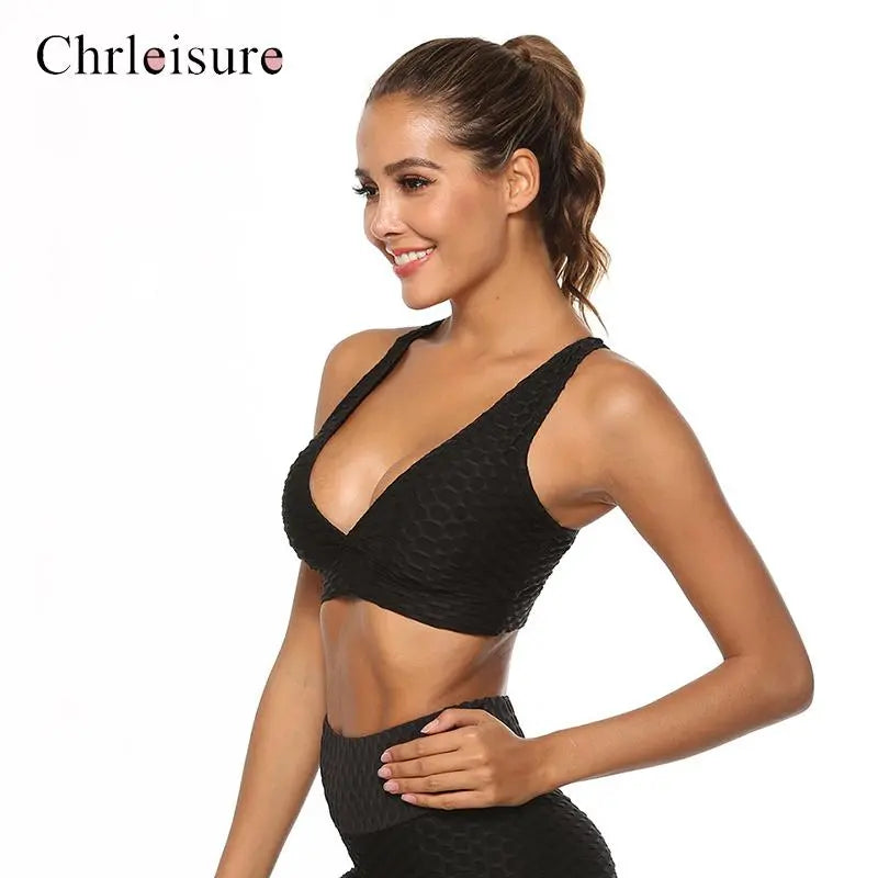 Bra Women Push Up Fitness Tank Tops Deep V-neck Backless Breathable Bra Workout Underwear Women M J Fitness