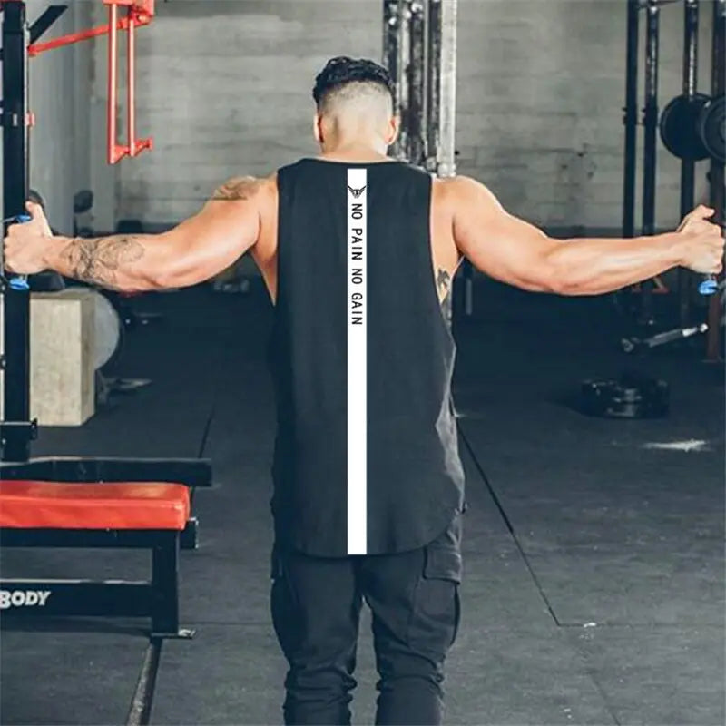 Brand Fitness Clothing Men's Summer Sports Running Vest No Pain No Gain M J Fitness
