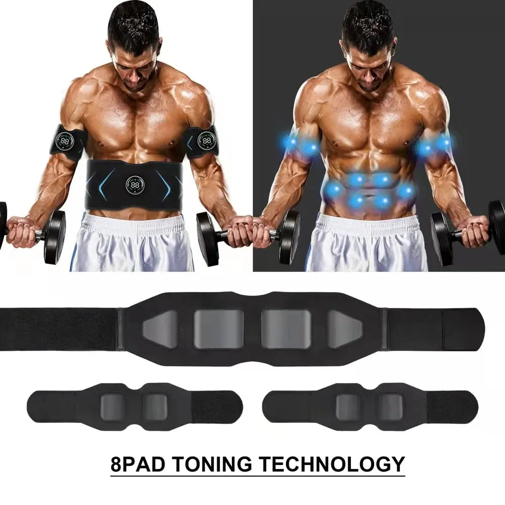 EMS Electric Abdominal Body Slimming Belt Waist Band Smart Abdomen Muscle Stimulator Abs Trainer Fitness Lose Weight Fat Burn M J Fitness