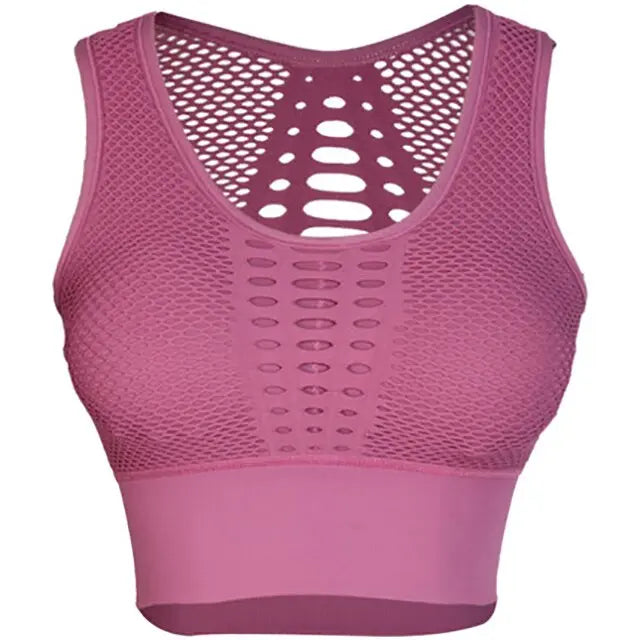 Fitness Shockproof Mesh Sports Bra M J Fitness