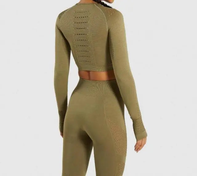 Fitness Yoga Wear 2 Pieces Seamless Yoga Set For Women High Waist Yoga Pants Gym Fitness Clothing Fitness Leggings And Top M J Fitness