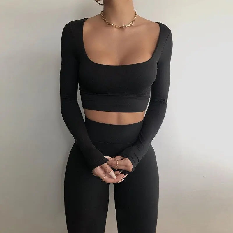 Gym Crop Tank Top Leggings Set M J Fitness