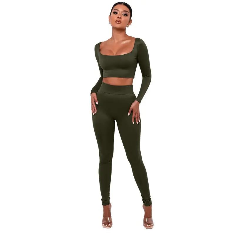 Gym Crop Tank Top Leggings Set M J Fitness
