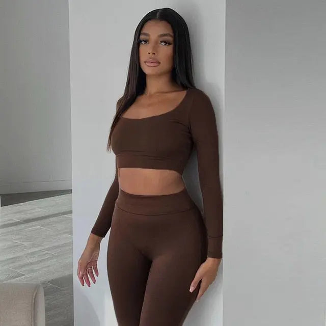 Gym Crop Tank Top Leggings Set M J Fitness