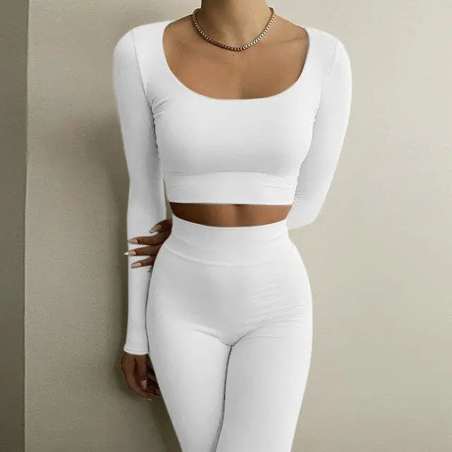 Gym Crop Tank Top Leggings Set M J Fitness