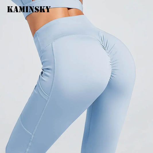 Kaminsky 6 Colors High Waist Women Leggings Solid Patchwork Casual Pants Push Up Jeggings Sexy Ladies Slim Fitness Leggings M J Fitness