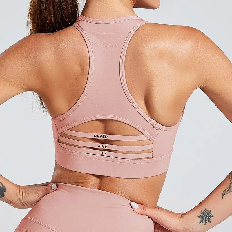 Kaminsky Fashion Women Bra Patchwork Strapless Tank Top With Pocket Solid Sexy Mesh Fitness Short Top Shockproof Sports Bra Top M J Fitness