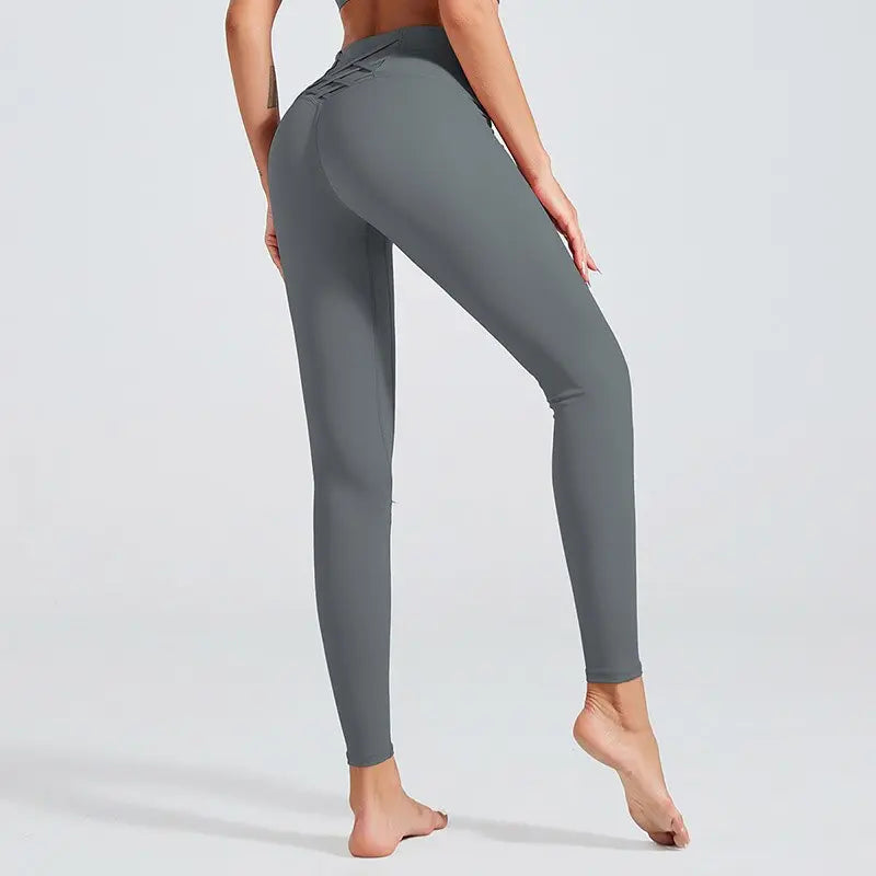 Kaminsky Soft Naked-Feel Athletic Fitness Leggings Women Stretchy High Waist Gym Sport Pant High Quality Nylon Cross Belt Leggin M J Fitness