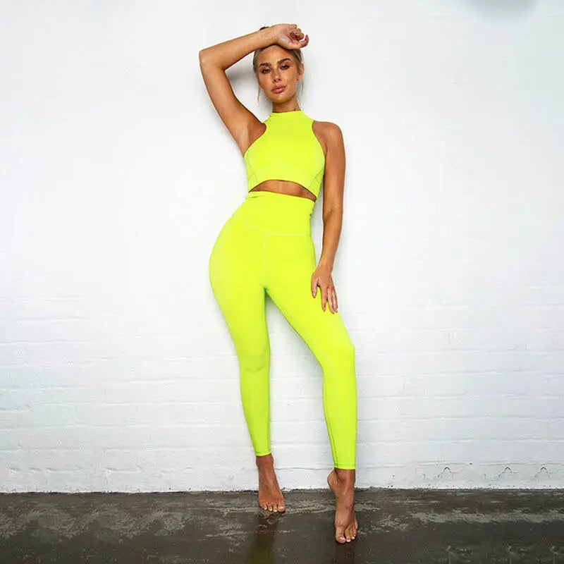 Kaminsky Two Piece Sets Women Zipper Top+High Waist Leggings Skinny Sports Tracksuit Women Clothes Patchwork Fitness Sports Wear M J Fitness