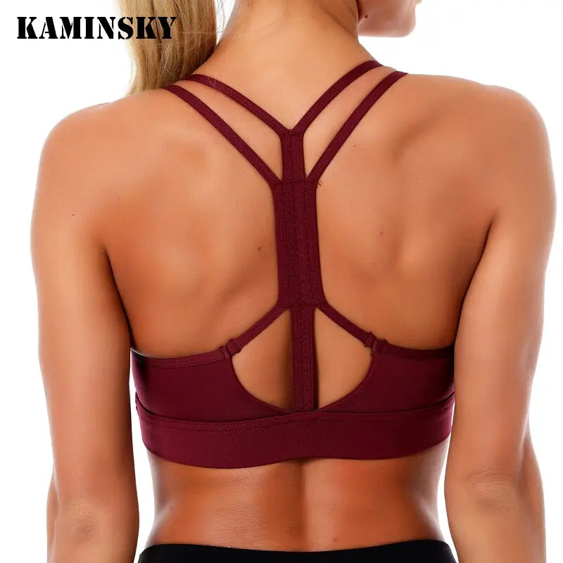 Kaminsky Women Sport Bra Gathered Running Fitness Gym Shockproof Bra High Elasticity Breathable Sweat Tank Top Athletic Vest M J Fitness