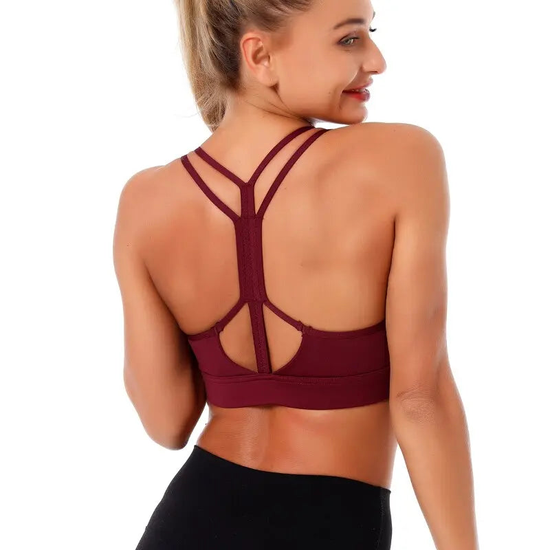 Kaminsky Women Sport Bra Gathered Running Fitness Gym Shockproof Bra High Elasticity Breathable Sweat Tank Top Athletic Vest M J Fitness