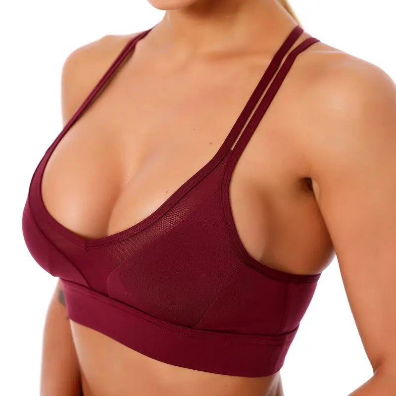 Kaminsky Women Sport Bra Gathered Running Fitness Gym Shockproof Bra High Elasticity Breathable Sweat Tank Top Athletic Vest M J Fitness