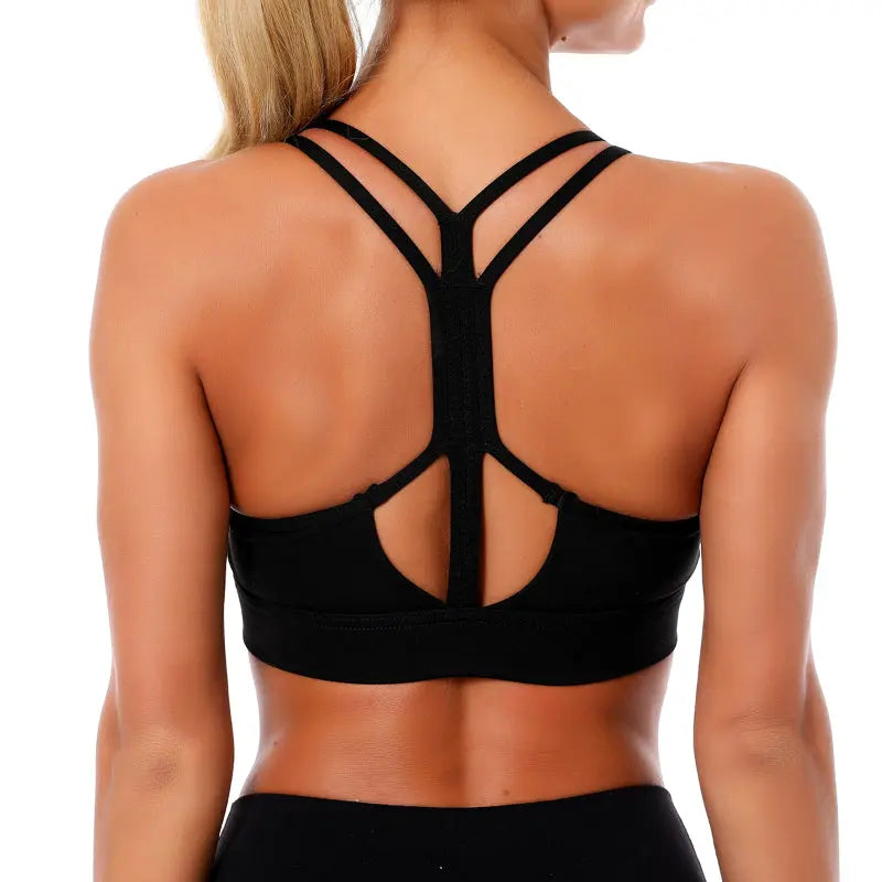 Kaminsky Women Sport Bra Gathered Running Fitness Gym Shockproof Bra High Elasticity Breathable Sweat Tank Top Athletic Vest M J Fitness