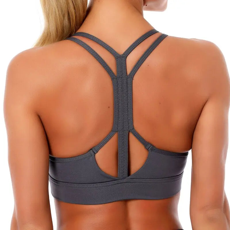 Kaminsky Women Sport Bra Gathered Running Fitness Gym Shockproof Bra High Elasticity Breathable Sweat Tank Top Athletic Vest M J Fitness