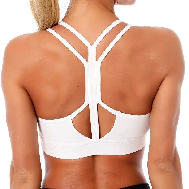 Kaminsky Women Sport Bra Gathered Running Fitness Gym Shockproof Bra High Elasticity Breathable Sweat Tank Top Athletic Vest M J Fitness
