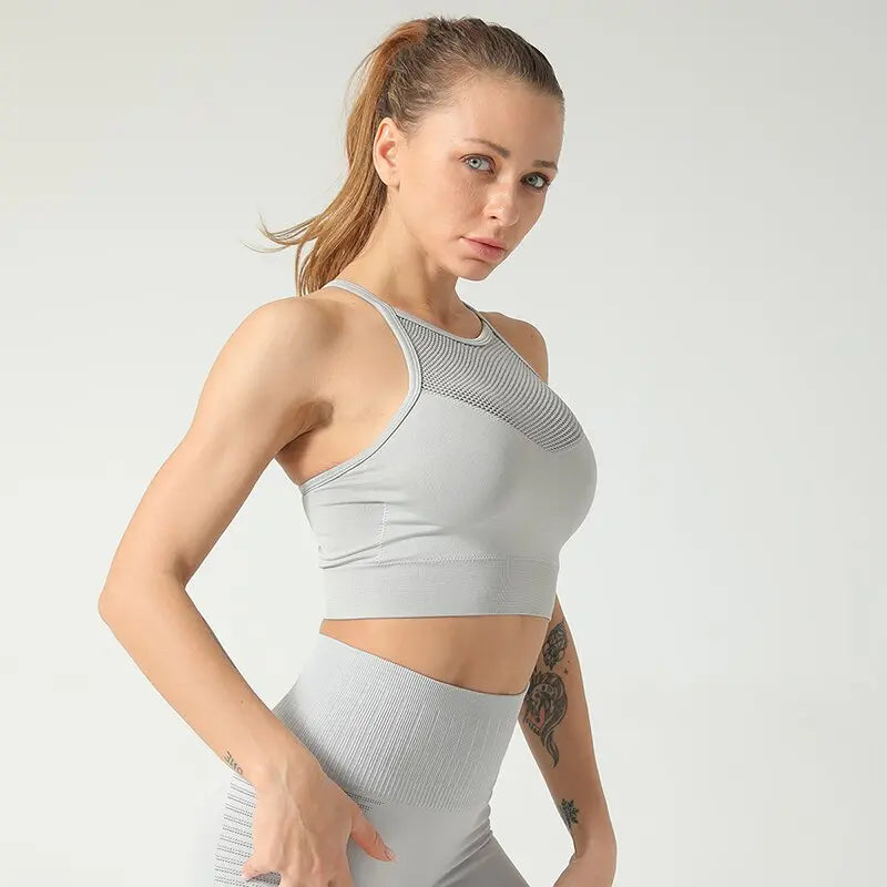 Kaminsky Women Sports Tank Top Beauty Back Sports Bra Top Shock-Proof Gathering High-Intensity Sport Gym Underwear Fitness Top M J Fitness