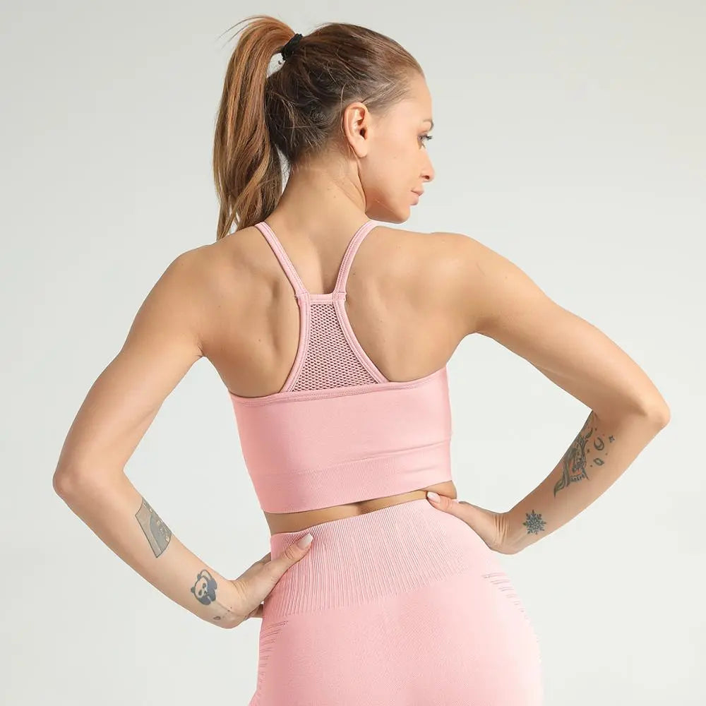 Kaminsky Women Sports Tank Top Beauty Back Sports Bra Top Shock-Proof Gathering High-Intensity Sport Gym Underwear Fitness Top M J Fitness