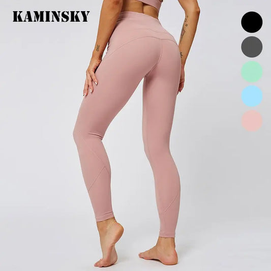 Kaminsky Women Super Soft Sexy Hip Fitness Pants Female Stretchy Sport Pants  Anti-sweat High Waist Leggins Gym Athletic Legging M J Fitness