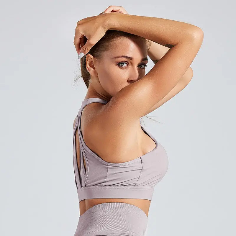 Kaminsky Women Workout Fitness Bra Mesh Patchwork Tank Top Push Up Elastic Top Women Sports Gym Bra Sexy Tank Top For Women M J Fitness
