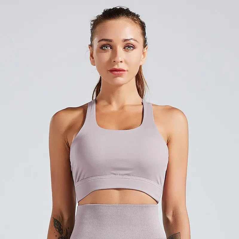 Kaminsky Women Workout Fitness Bra Mesh Patchwork Tank Top Push Up Elastic Top Women Sports Gym Bra Sexy Tank Top For Women M J Fitness