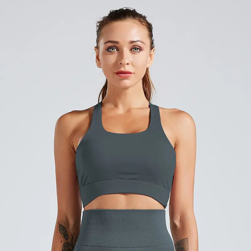 Kaminsky Women Workout Fitness Bra Mesh Patchwork Tank Top Push Up Elastic Top Women Sports Gym Bra Sexy Tank Top For Women M J Fitness
