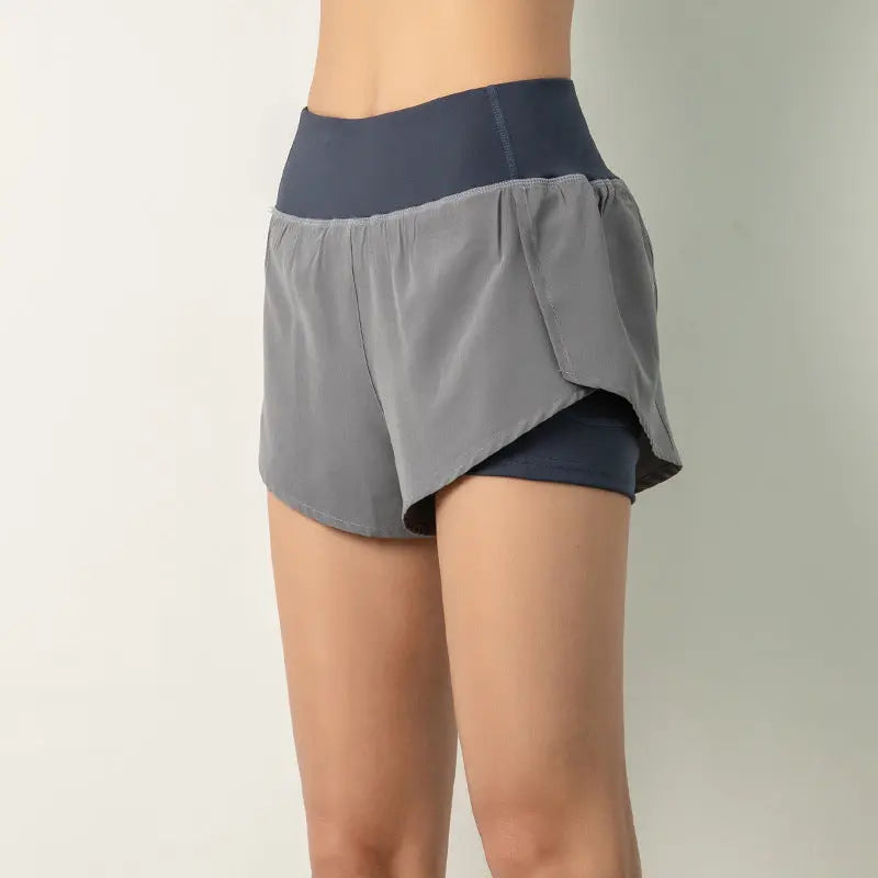 LUOENBO Women Gym Double shorts side pocket running shorts breathable quick dry yoga women shorts workout fitness sportwear M J Fitness