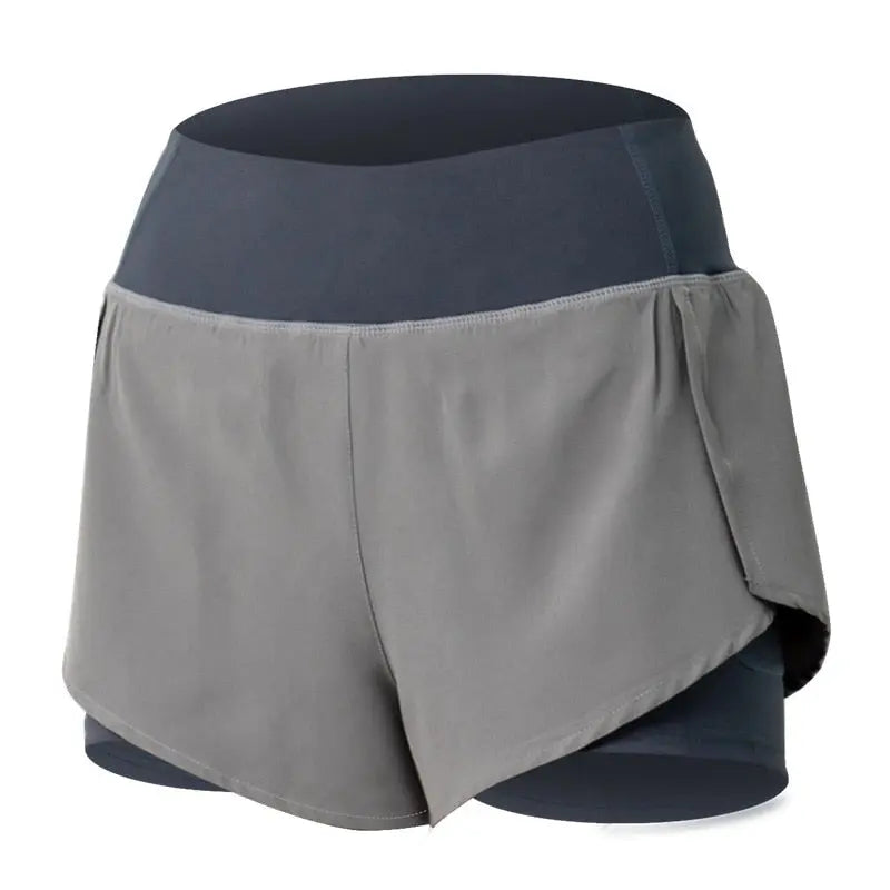 LUOENBO Women Gym Double shorts side pocket running shorts breathable quick dry yoga women shorts workout fitness sportwear M J Fitness